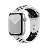 Фото — Apple Watch Nike Series 5, 44 мм, алюминий серебристого цвета, ремешок Nike «чистая платина/черный»